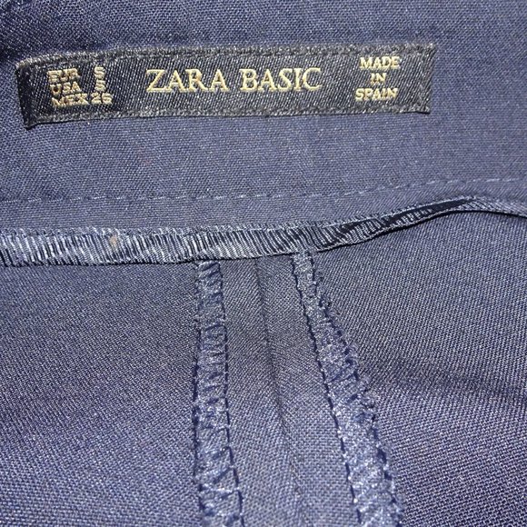 Zara Navy Faux Buckle Dress Pants - Picture 4 of 4